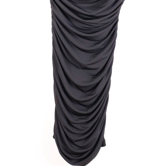 One shoulder black ruched dress/ homecoming dress/ club dress - Picture 7 of 14